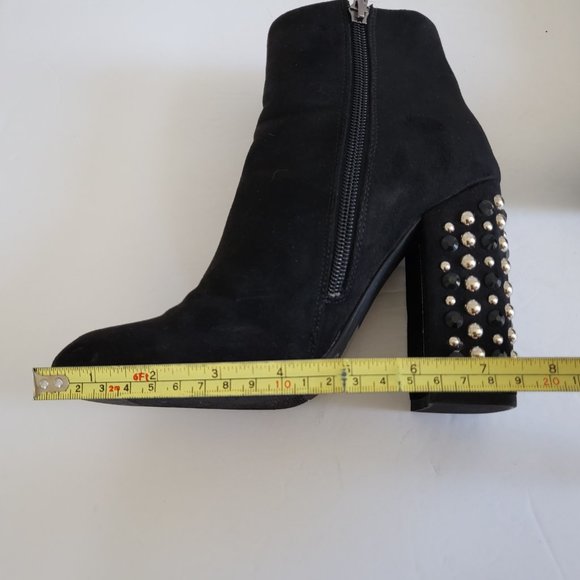 Forever 21 Velvet Suede Heels Booties Womens Size 7 (US)  Side Zip Studs Accent - Picture 14 of 15